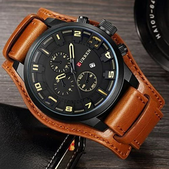 Men's black face watch - Picture 3 of 4